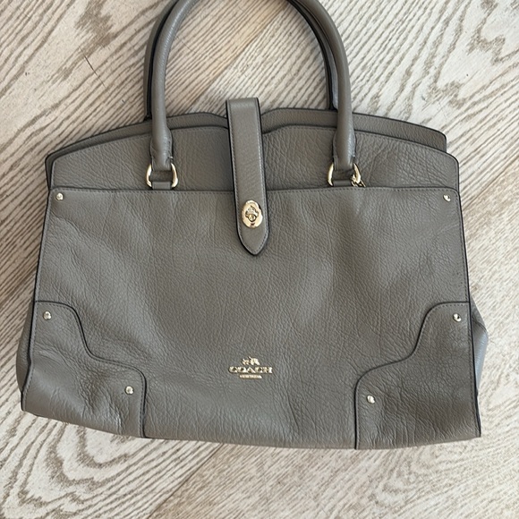 Women's Vintage Coach‎ Mercer Taupe Gray Pebbled Leather Large Tote Bag - Picture 1 of 5